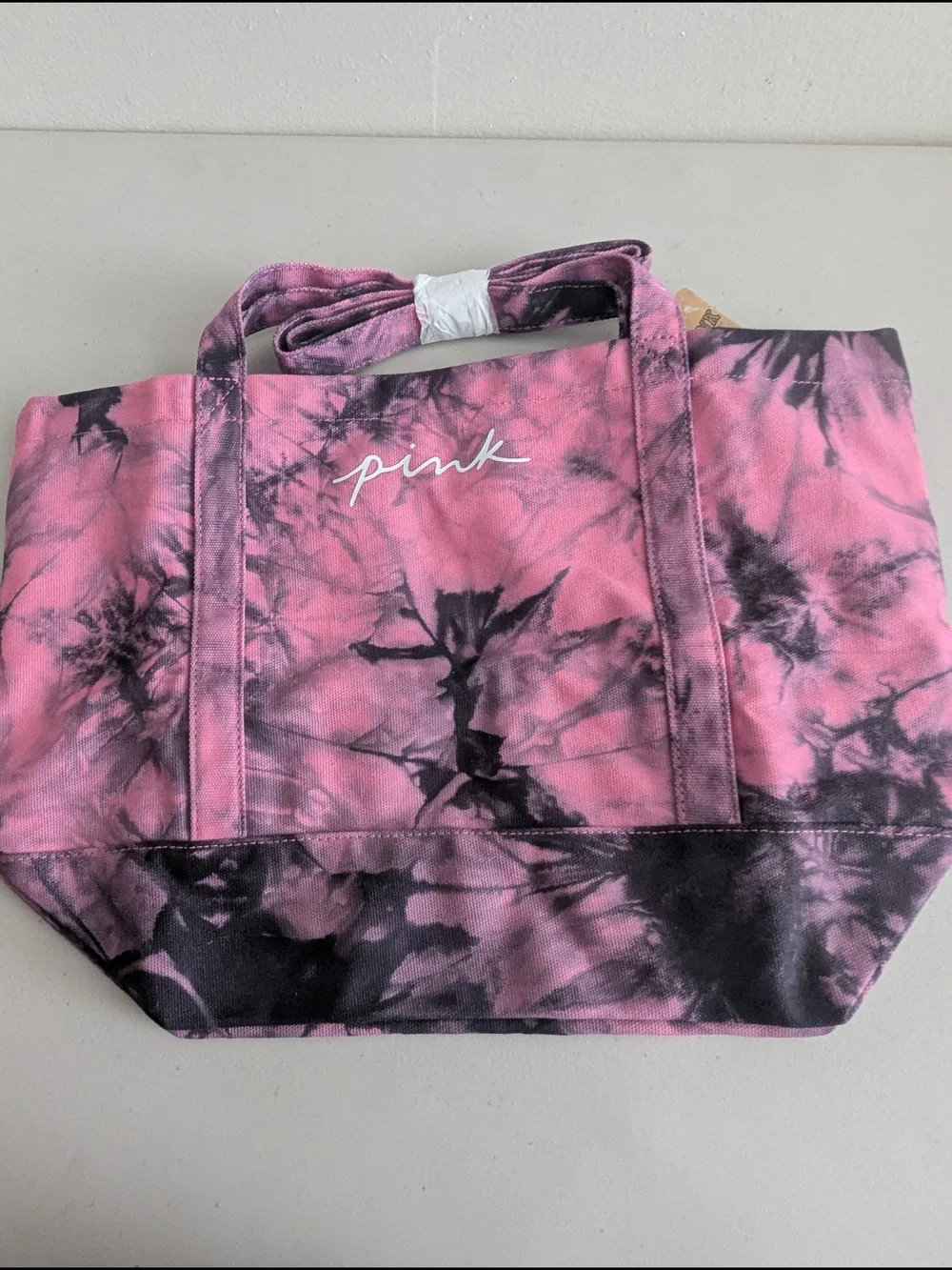 PINK Victoria’s Secret Pink & Black Tie Dye Canvas Tote Bag New With Tags